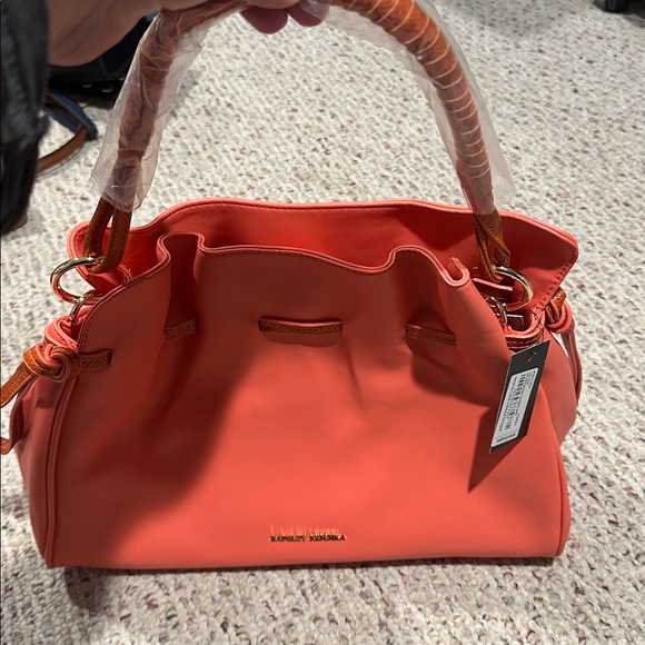 Badgley Mischka Coral Handbag with Gold Accents - Picture 1 of 3